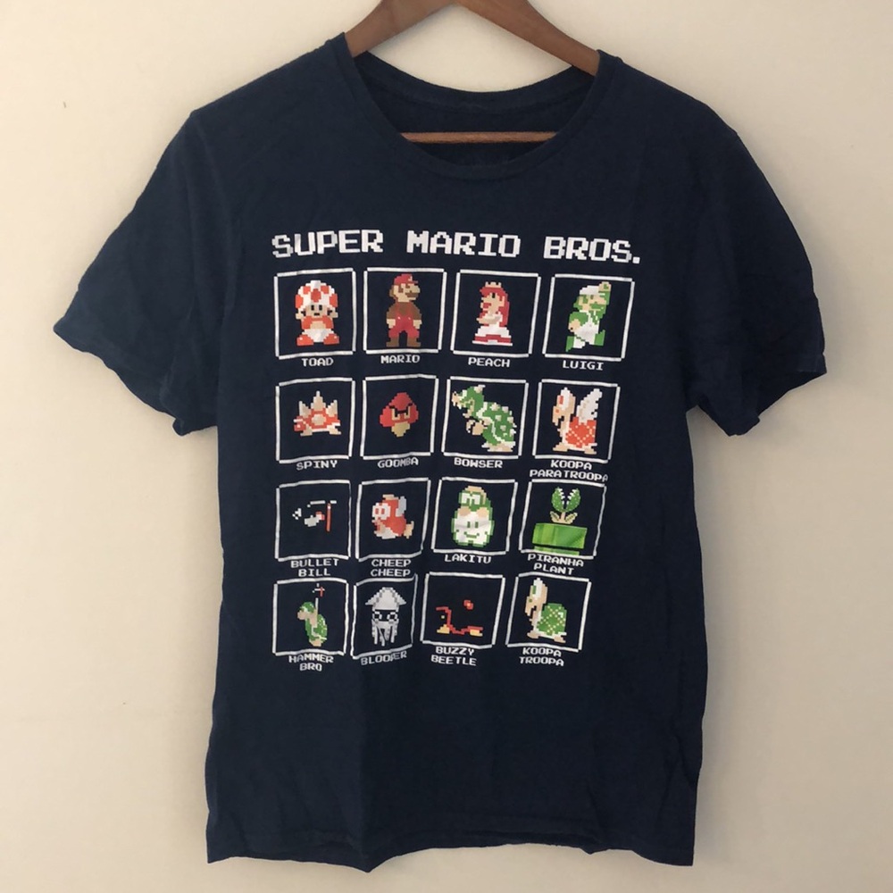Super Mario Brothers tee shirt black crewneck short sleeve vintage video games M